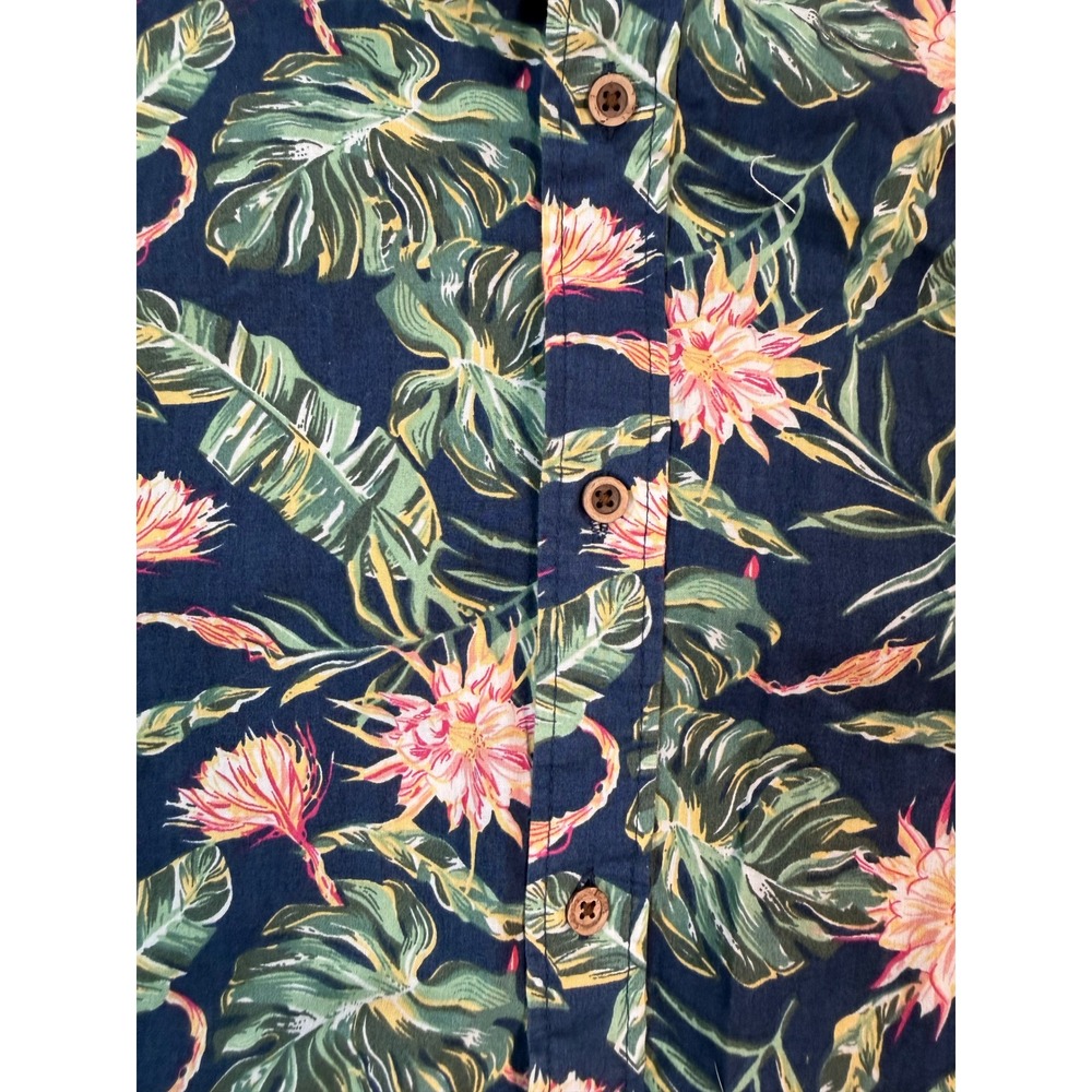 Sovereign Code Mens Medium Blue Tropical Floral Palm Leaf Short Sleeve Button Up - Picture 4 of 7